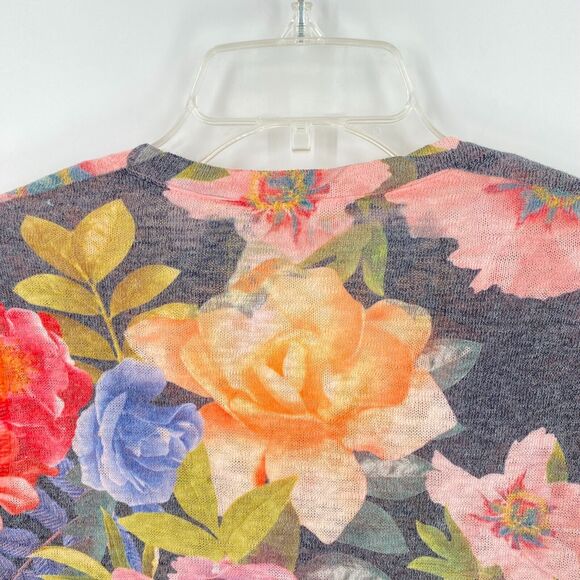 Soft Surroundings Midnight Blooms Womens Floral Sweater Lightweight V-Neck Sz PS - Picture 11 of 13